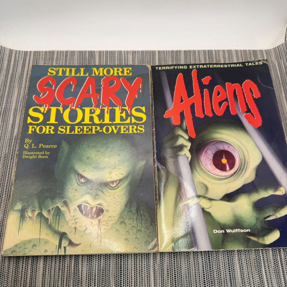 Vintage 90s Scary Stories for Sleep-Overs & Aliens Paperback Book Lot Horror